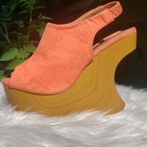 Call It Spring Orange Peep Toe Wedges 7 OVERGAARD
